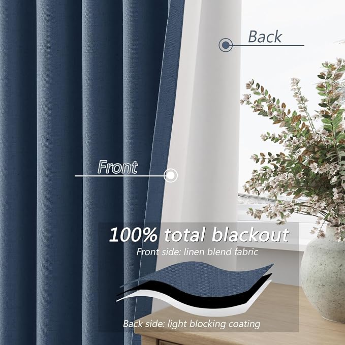 Guken 100% Blackout Curtains 108 Inch Length 2 Panels Set - Image 4