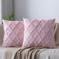 Set of 2 Soft Moroccan Throw Pillow Covers 20x20 Inch Plush Boho Decorative by Cozoomy