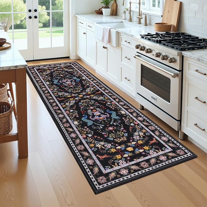 HEBE Washable Hallway Runner Rug 2'x 6' Non Slip Kitchen Rugs Runner, Low Pile - Image 9