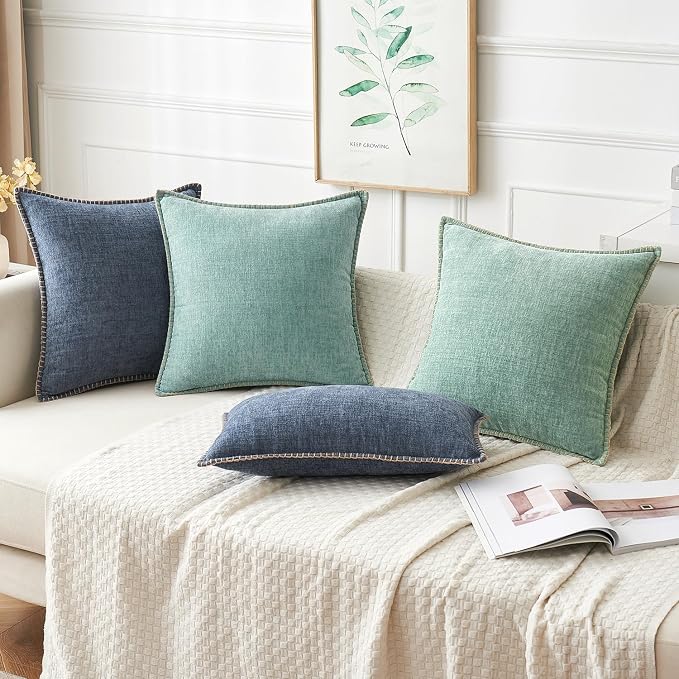 MIULEE Pack of 2 Couch Throw Pillow Covers 18x18 Inch Coastal Aqua Blue - Image 7