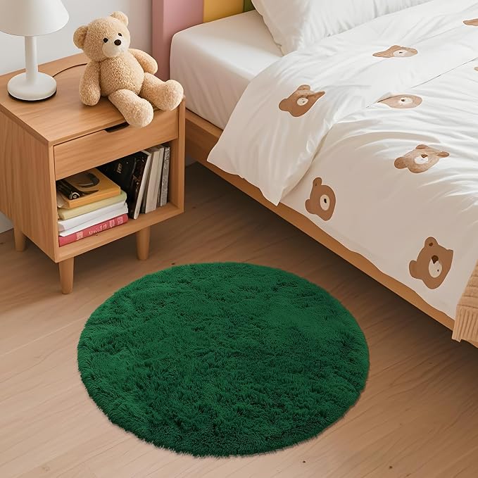 OLANLY Dark Green Round Rugs for Bedroom - Image 3
