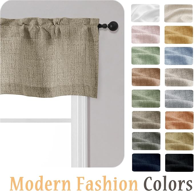 OWENIE Brown Valances for Windows 1 Pcs, Light Filtering Textured Farmhouse - Image 8