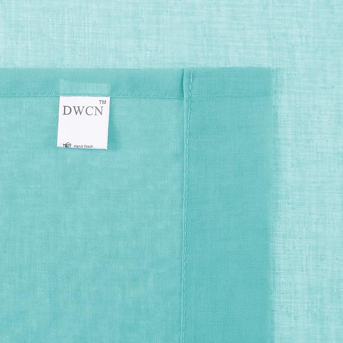 DWCN Aqua Sheer Curtains Semi Transparent Voile Rod Pocket Curtains - Image 6