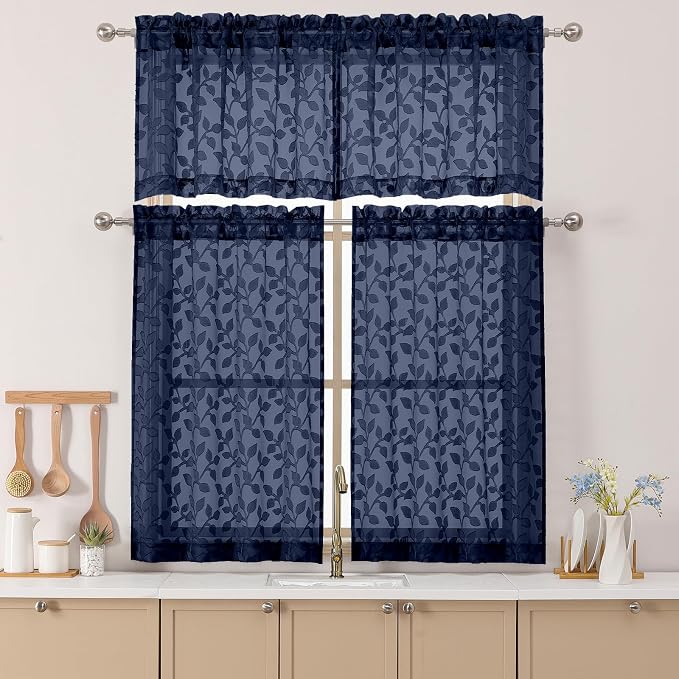 Chyhomenyc Navy Blue Sheer Valances - Image 2