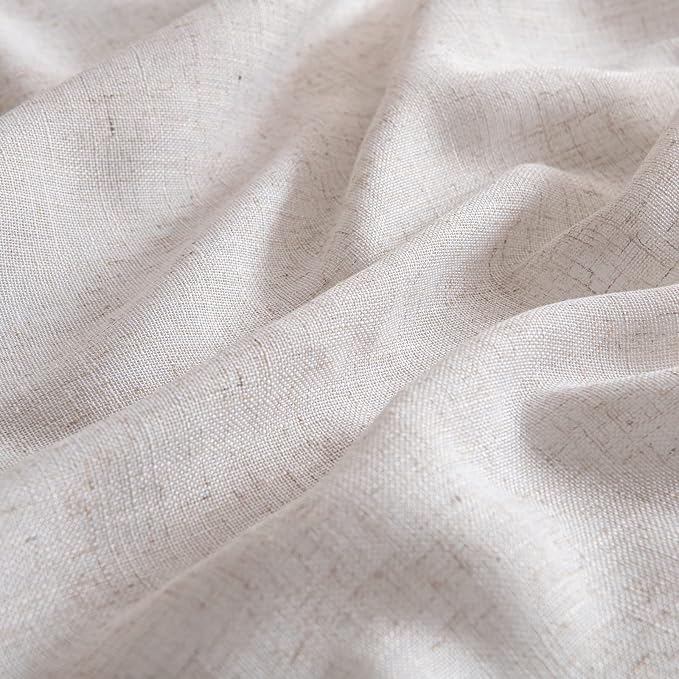 MIULEE Natural White Linen Curtains 90 Inch Length 2 Panels - Image 4