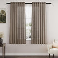 Nanspring Dark Taupe Linen Curtains 63 Inches Length 2 Panels Set by Nanspring