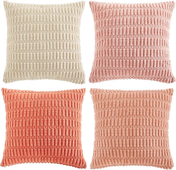 Fancy Homi 4 Packs Boho Blush Pink Big Decorative Throw Pillow Covers 24x24 Inch - Image 9