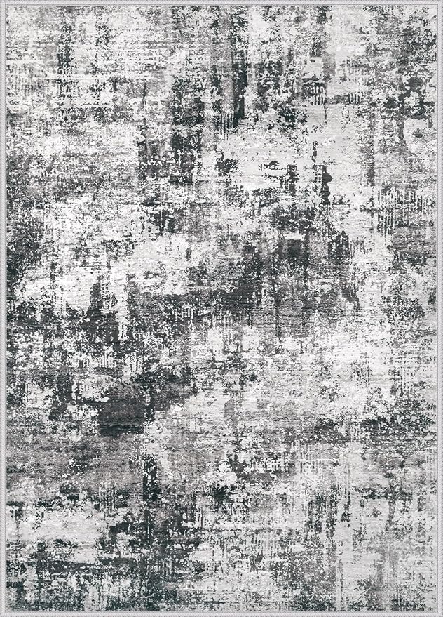 9x12 Area Rugs Washable Rug: Abstract Neutral Rugs Modern Non Slip Area Rug - Image 8