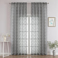 Chyhomenyc Charcoal Grey Sheer Curtains 96 Inch Length 2 Panels Set, Light by Chyhomenyc