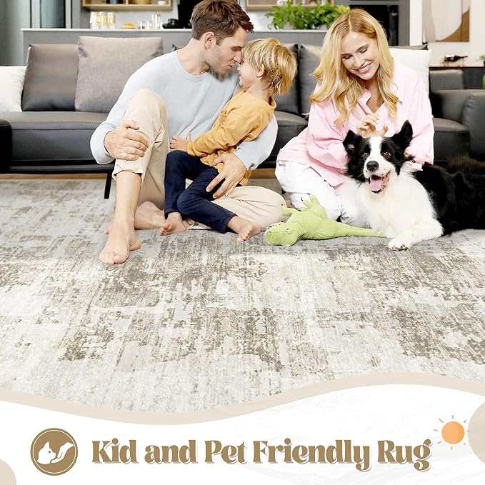 XLUEZ 5x7 Area Rugs for Living Room, Washable Modern Abstract Large Area Rug - Image 3