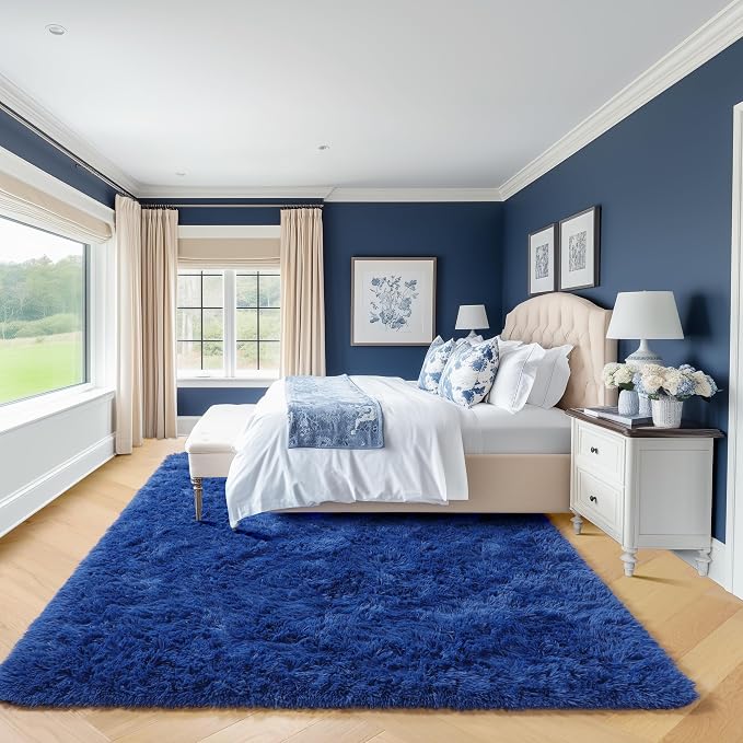 ONASAR Navy Blue 6x9 Area Rugs for Living Room Bedroom, Large Fluffy Bedside - Image 4