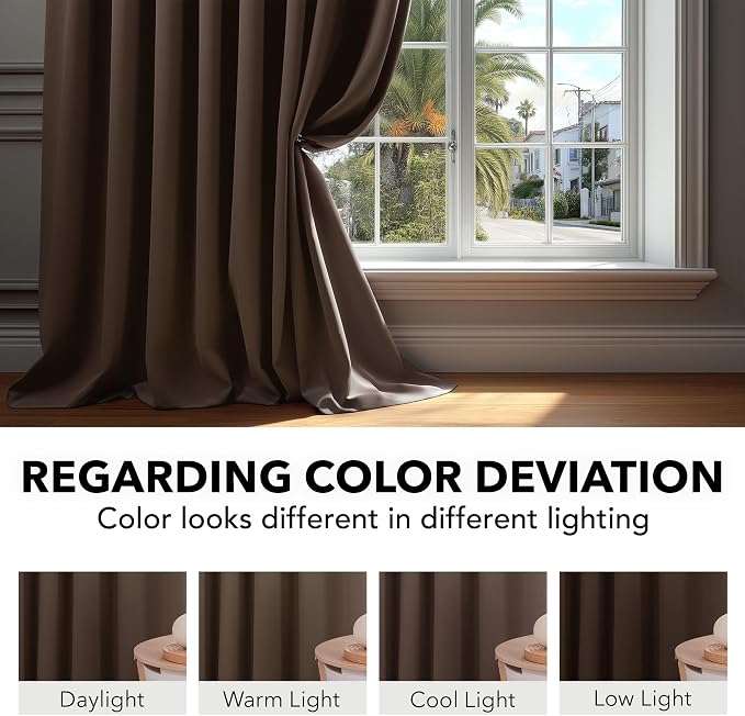 Deconovo Blackout Curtains, Thermal Insulated, W70 x L84 2 Panels, Back Tab - Image 6