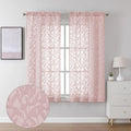 Lecloud Leia Clip Leaf Pink Sheer Curtains 63 Inch Length 2 Panels, Dual Rod by Lecloud