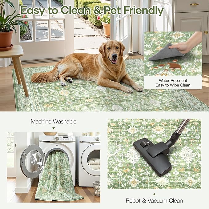 Lofus 3x5 Area Rug for Entryway, Light Green Non Slip Area Rugs for Kitchen - Image 6