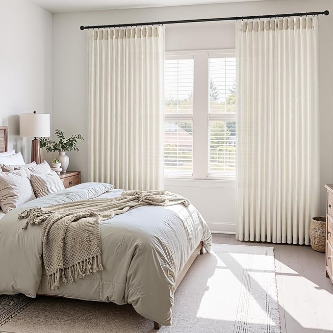 Topfinel 102 Inch Curtains 2 Panels Set, Two Packs Pinch Pleat Back Tab Linen - Image 2
