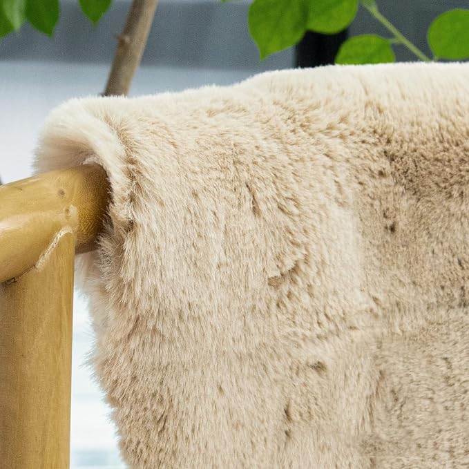 ORINOVA Camel Plush Shag Faux Rabbit Washable Fuzzy Fur Rugs - Image 4