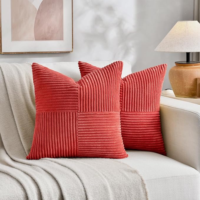 Fancy Homi 2 Packs Red Decorative Throw Pillow Covers 18x18 Inch - Image 7