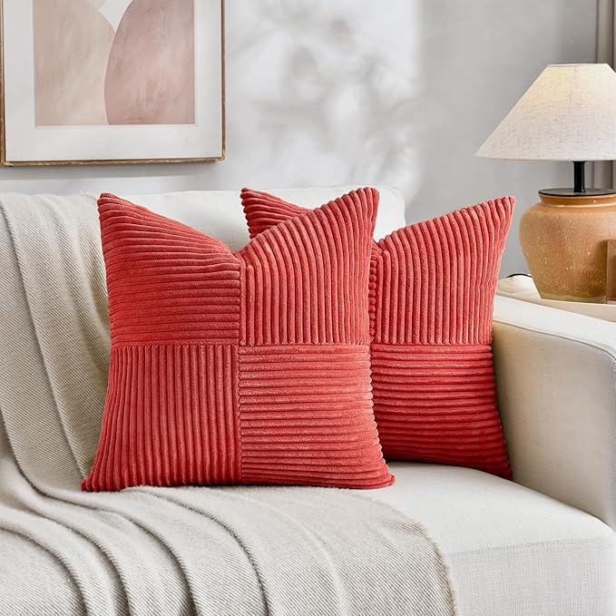 Fancy Homi 2 Packs Red Big Decorative Throw Pillow Covers 24x24 Inch - Image 6