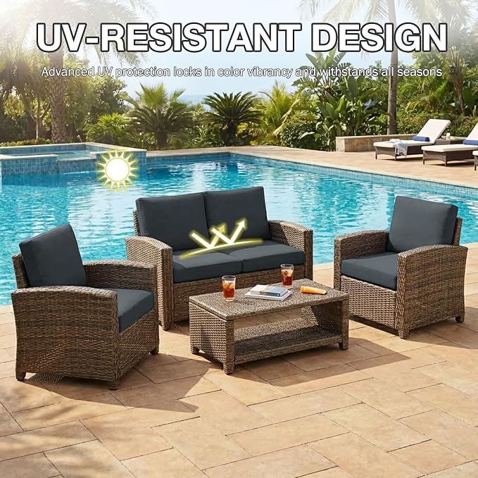 hyha 4Pcs Patio Cushion Covers, Stretch Outdoor Couch Cushion Covers, Washable - Image 6