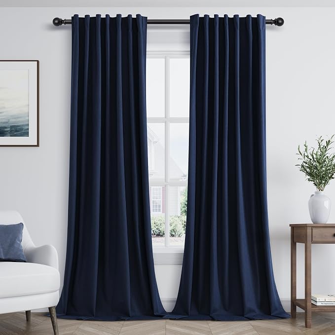Guken Navy Blue 100% Blackout Curtains 84 Inch Length 2 Panels Set by Guken