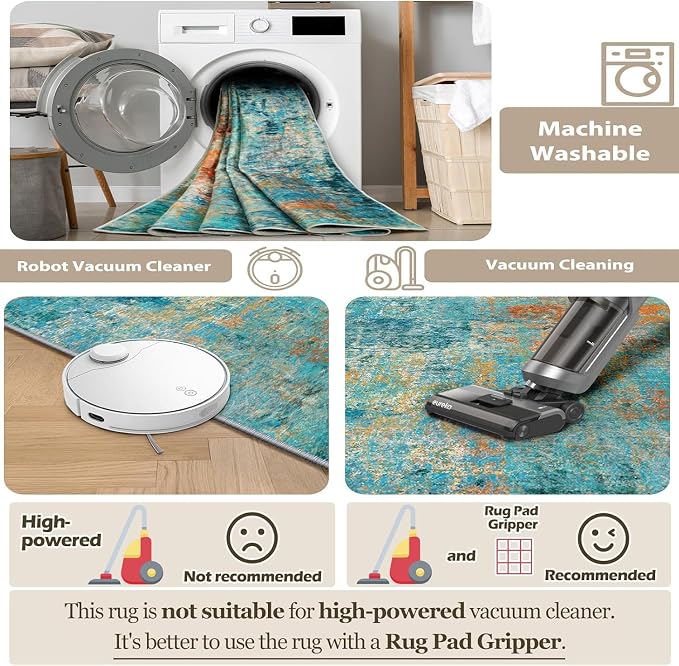 Washable Area Rugs 4ft Non-Slip Modern Abstract Soft - Image 6