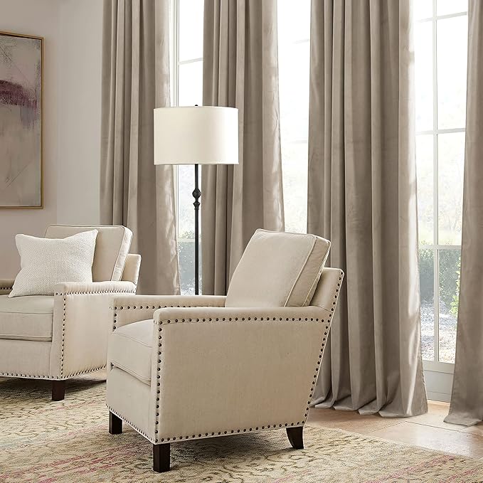 RYB HOME Camel Beige Velvet Curtains 90 inches, Soft Durable Drapes Room - Image 5