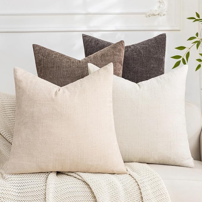 Set of 4 Soft Textured Decorative Throw Pillow Covers 20x20 Inch Cozy Farmhouse by Cozoomy