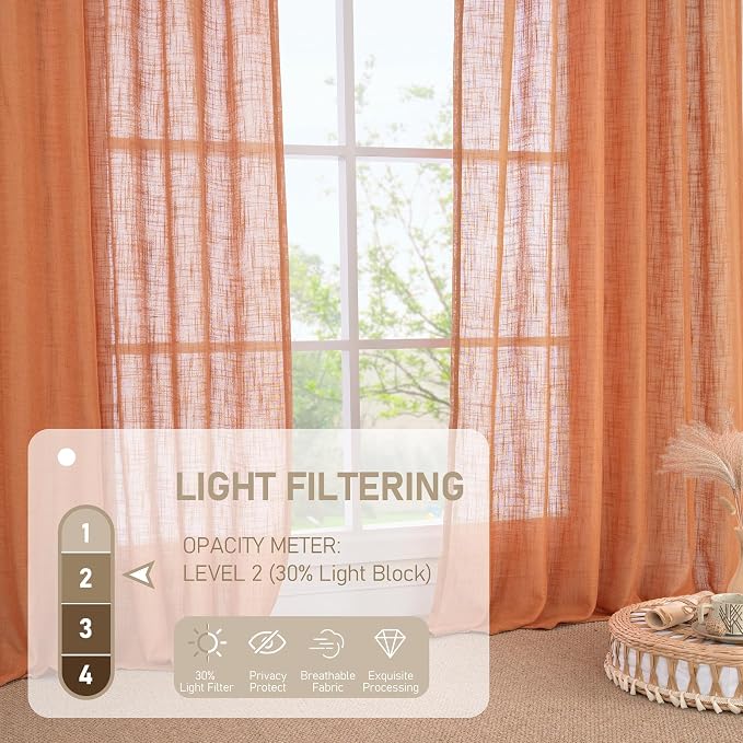 LAMIT 36 Inch Length Linen Curtains - Image 4