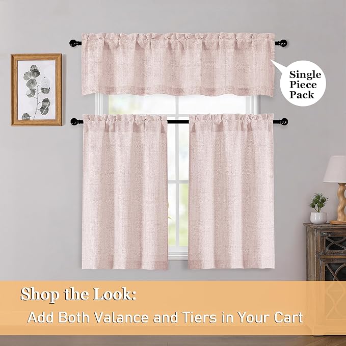 OWENIE Blush Pink Valances for Windows 1 Pcs 22 Inch Length, Light Filtering - Image 6