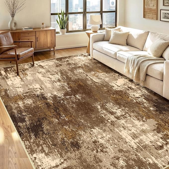 Washable Area Rugs 6'x9' Non-Slip Modern Abstract Soft by RELEANY