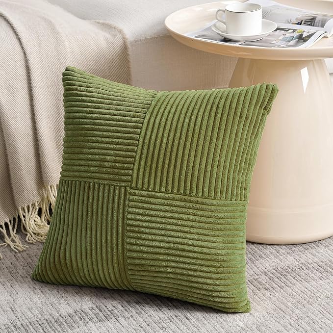 Fancy Homi 2 Packs Moss Green Samll Decorative Throw Pillow Covers 12x12 Inch - Image 2