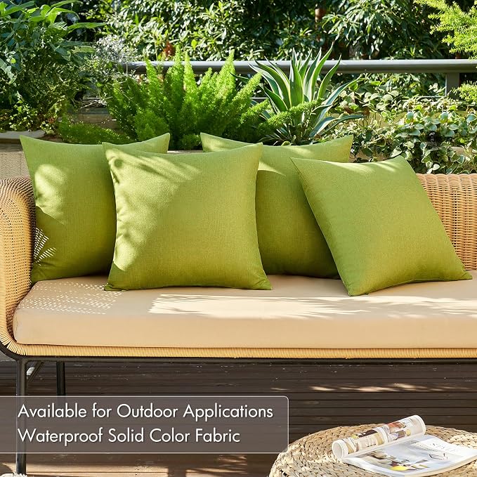 MIULEE Pack of 4 Decorative Outdoor Throw Pillow Covers Linen Waterproof Pillow - Image 2