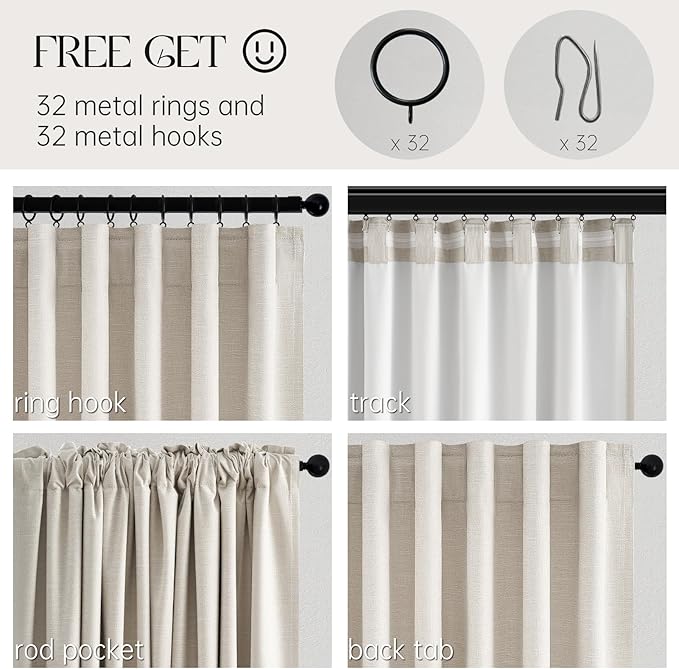 Topfinel Extra Long Total Blackout Linen Curtains 108 Inches Long - Image 5