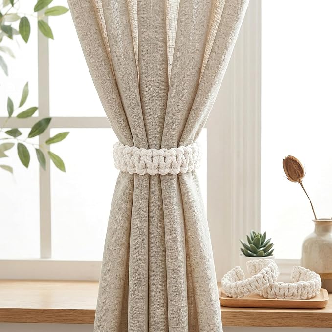 Ptwola 4 Pack Braided Curtain Tiebacks Boho Elegant Rustic Curtain Holdbacks - Image 5