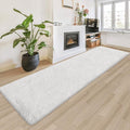 Runner Rug for Bedroom White 2x8ft Fluffy Area Rug Bedside Runner Rug for Kids by JiaoBaba