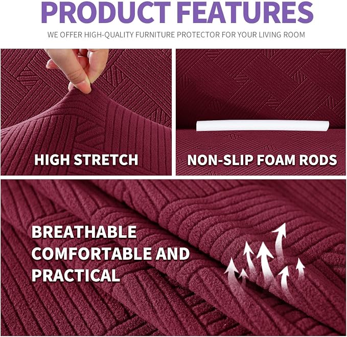 ZNSAYOTX Super Stretch Loveseat Covers, New Striped Love Seat Slipcover - Image 3