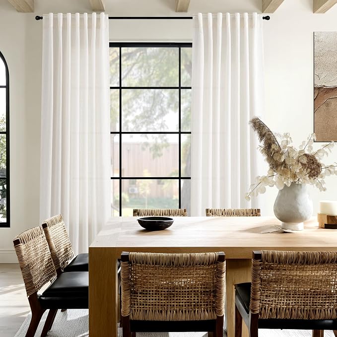 Ivory White Linen Curtains 90 inch - Image 8