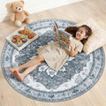 Area Rugs 4ft Washable Non-Slip, Floral Vintage Distress Print Pattern by RELEANY