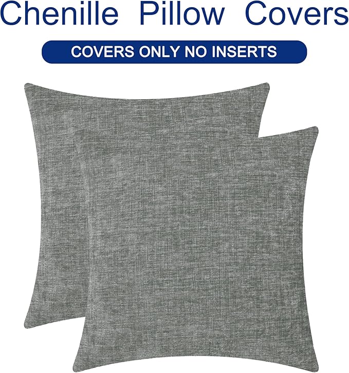 CaliTime Throw Pillow Covers Decorative 18 X 18 Inches Pack of 2 Cozy Chenille - Image 6