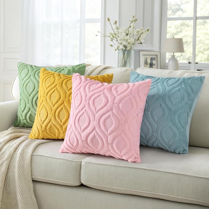 decorUhome Summer Throw Pillow Covers 16x16 Inch Set of 2, Soft Plush Faux Wool - Image 5