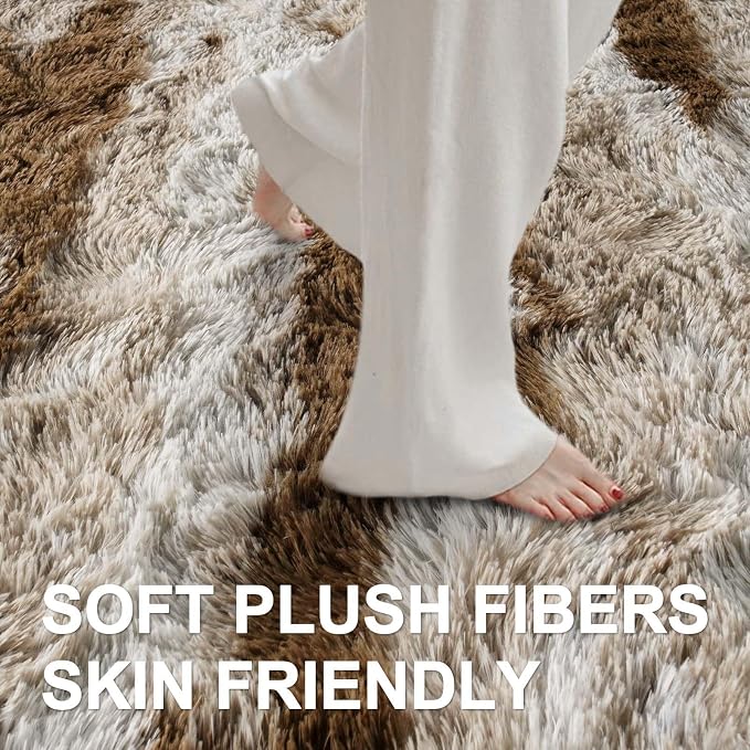 4x6 Ft Shag Area Rug for Bedroom Living Room, Tie-Dyed Ultra Soft Fluffy Furry - Image 4