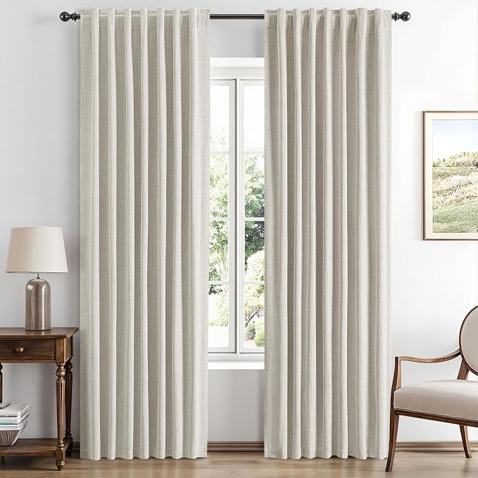 MIULEE 100% Blackout Linen Curtains by MIULEE