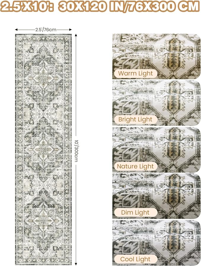 Kitchen Runner Rug Non Slip Washable 2.5x10, Soft Ultra-Thin Entryway Rug - Image 2