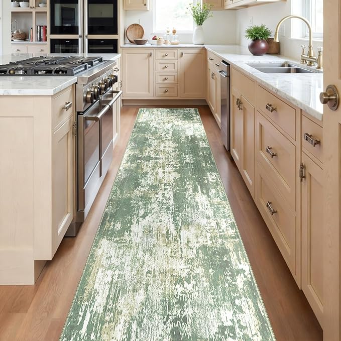 Washable Area Rugs 2'x10' Non-Slip Modern Abstract Soft - Image 2