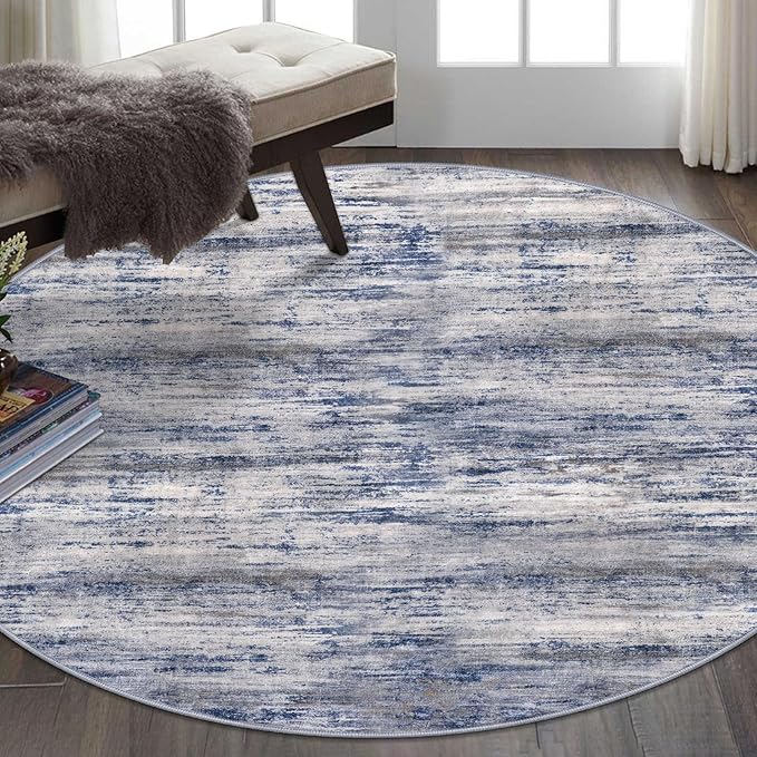 KOZYFLY Round Area Rugs 6Ft Modern Abstract Ombre Circle Rug by KOZYFLY