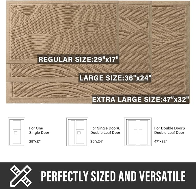 HIYARD Sturdy Front Door Mat, Absorbent Muddy Dirt Resist Welcome Door Mats - Image 4