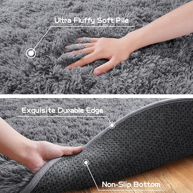 Pionblank Fluffy Oval Area Rug for Bedroom 3.3x6.2 Feet, Cute Plush Throw Rugs - Image 6