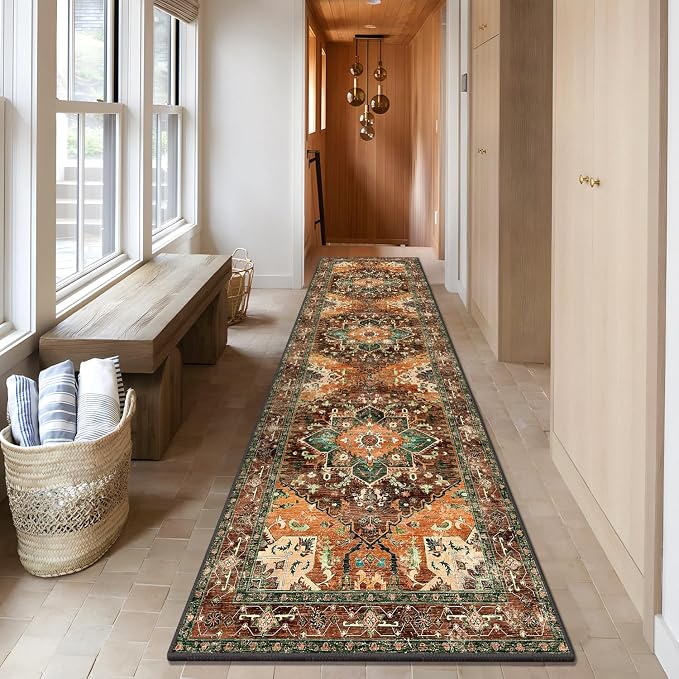 Yamaziot Washable Runner Rug, 3x10 Non-Slip Boho Vintage Hallway Rug - Image 7