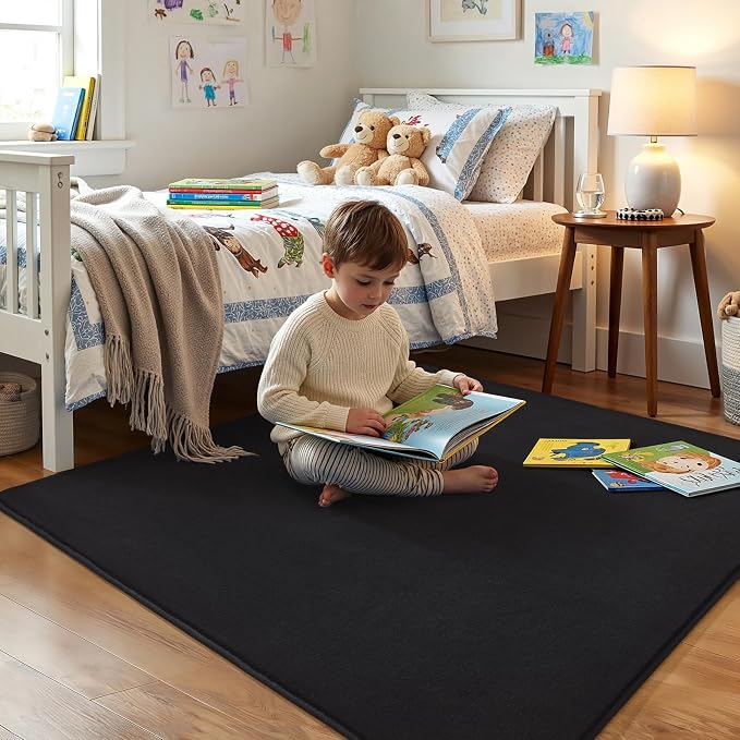 Amearea 4x4 Square Area Rugs for Bedroom Living Room, Modern Black Thickened - Image 4