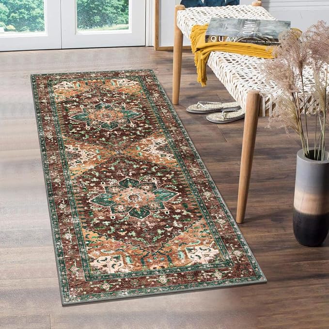 Yamaziot Washable Runner Rug, 2x5 Non-Slip Boho Vintage Hallway Rug Runner by Yamaziot